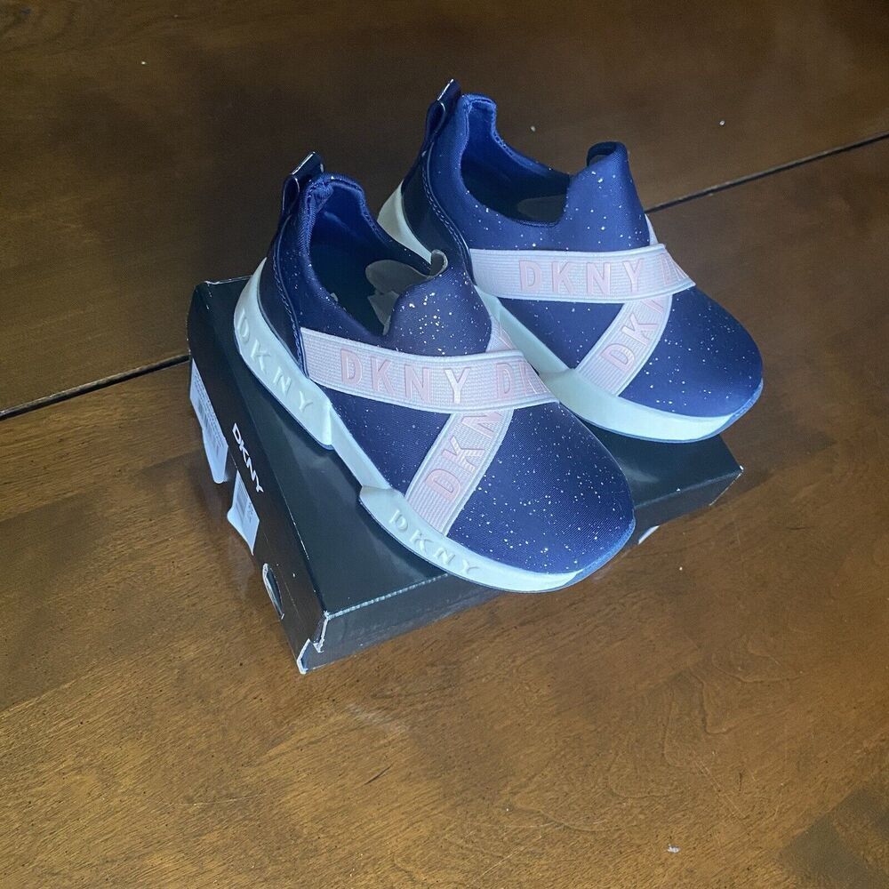 DKNY Baby Girls Casual & Fashion Sneakers Navy blush Shoes Size 5 Kids New